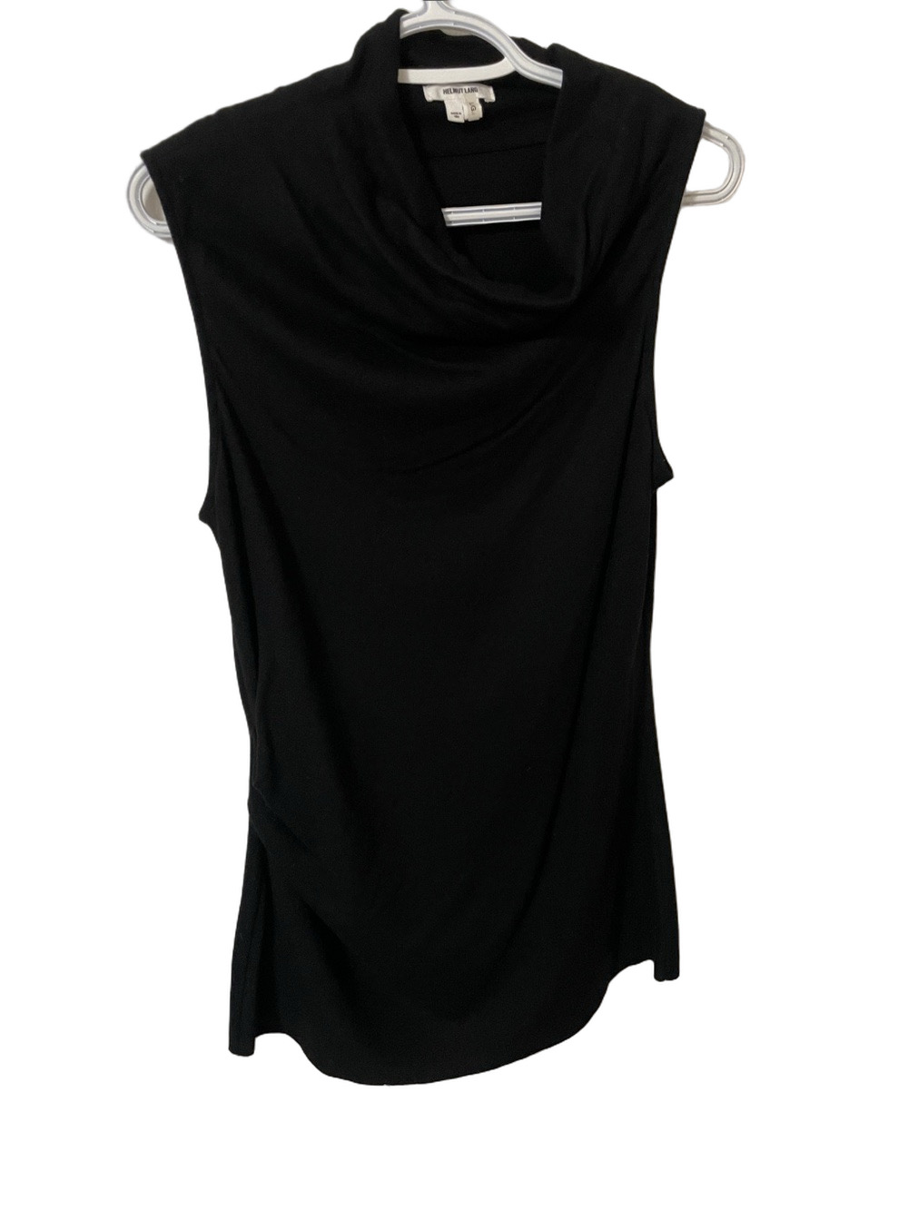 Helmut Lang Black Sleeveless Cowl Neck Wool Top Size Large